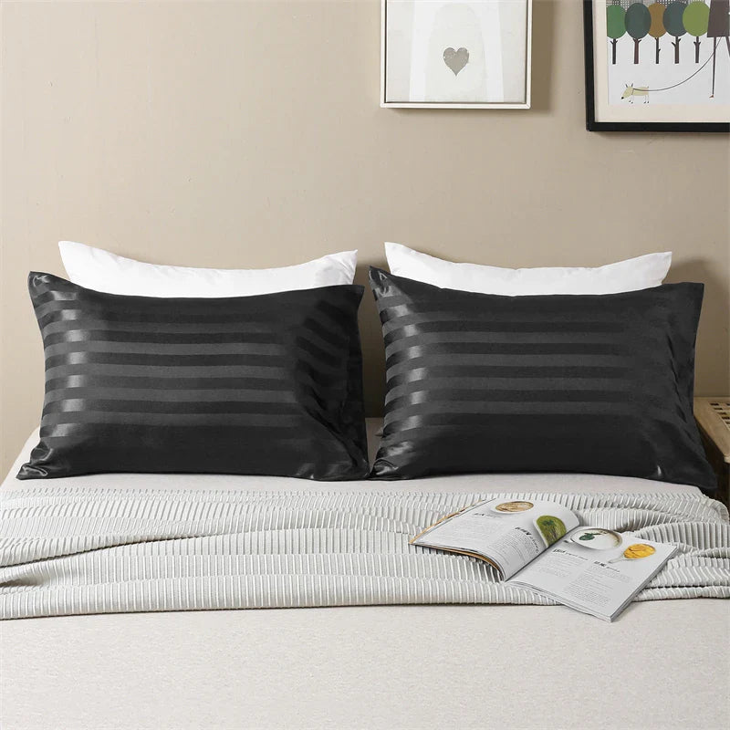 Afralia™ Luxe Jacquard Stripes Pillow Cover Set - Queen & King Size Home Pillowcases