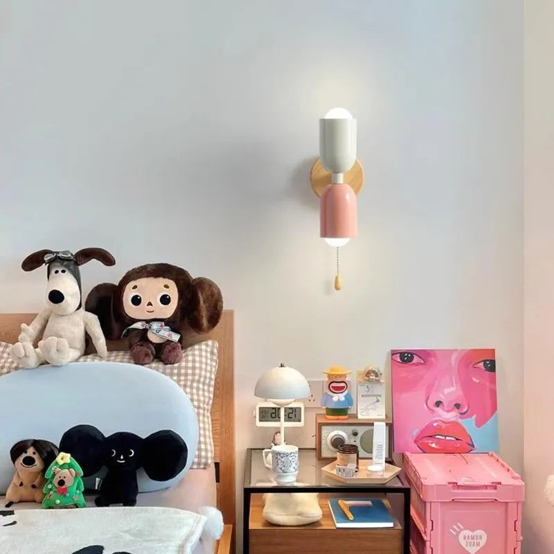 Afralia™ Cream Zipper Wooden Wall Lamp for Bedroom Living Room Hallway Illumination