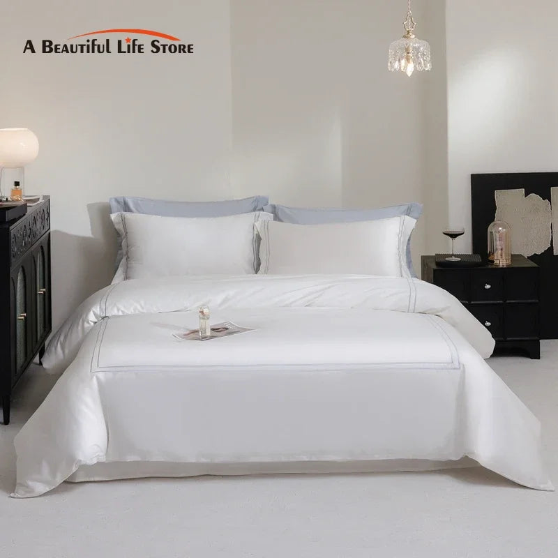 Afralia™ Luxury Solid Color Hotel Style Bedding Set with Egyptian Cotton Softness