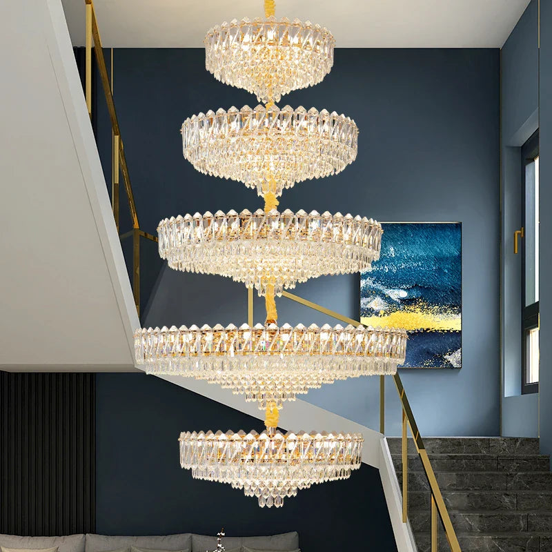 Afralia™ Luxury Crystal Chandelier for Duplex Villa Staircase and Living Room