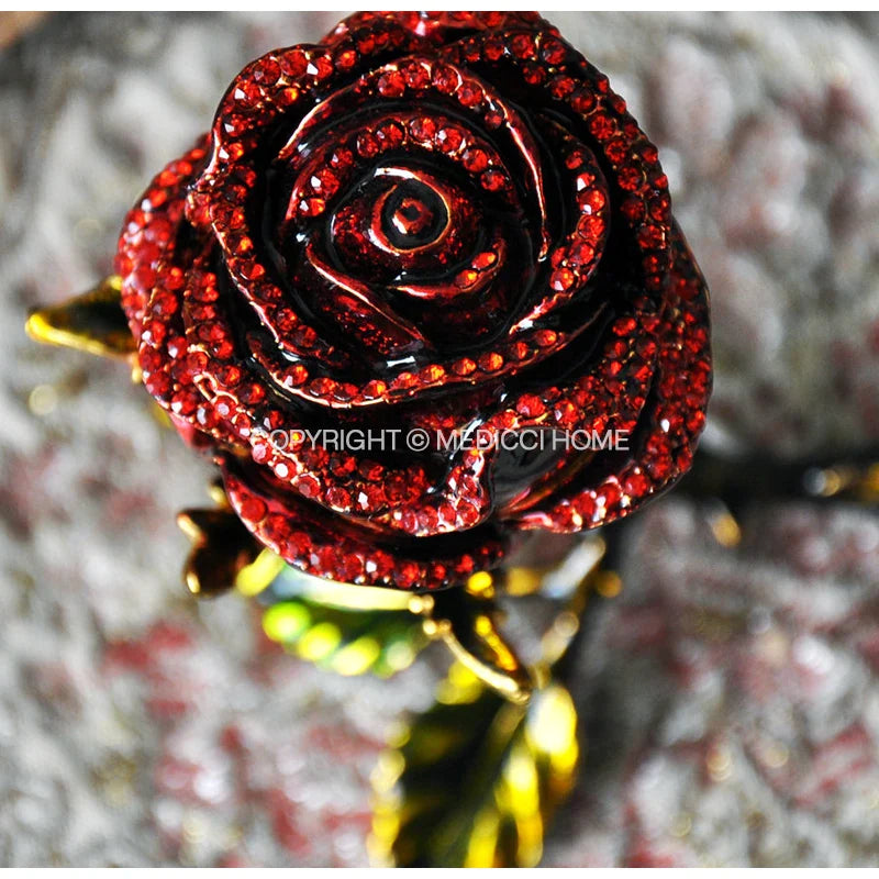 Afralia™ Rose-Shaped Jewelry Box: Elegant Zinc Alloy Enamel Casket for Girls & Women