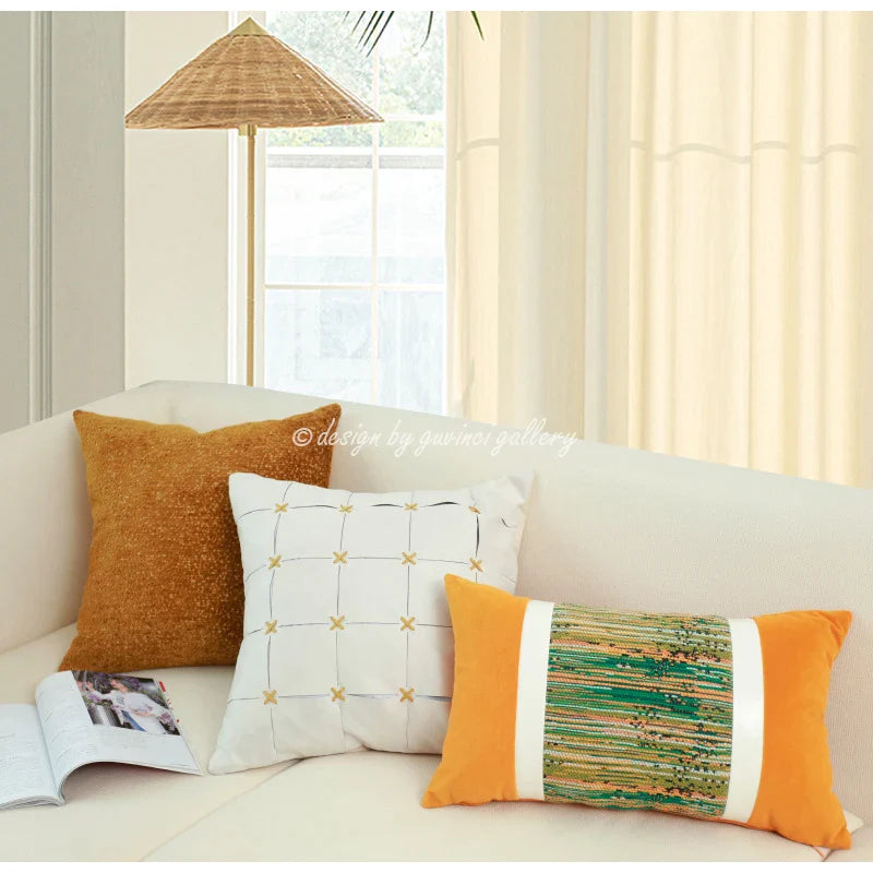 Afralia™ Modern Retro Burnt Sienna Throw Pillow Cover French Fashion Texture