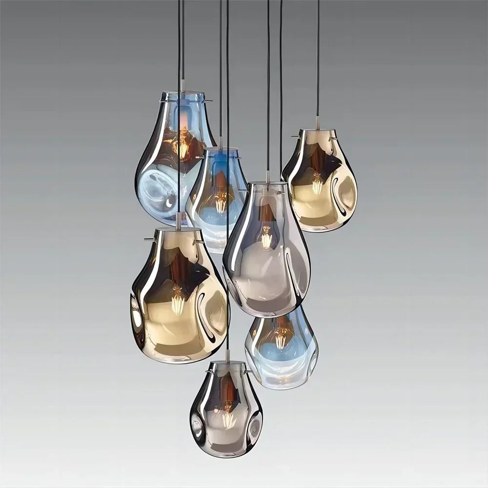 Afralia™ Colorful Glass Chandelier LED Pendant Light for Cafe Dining Room