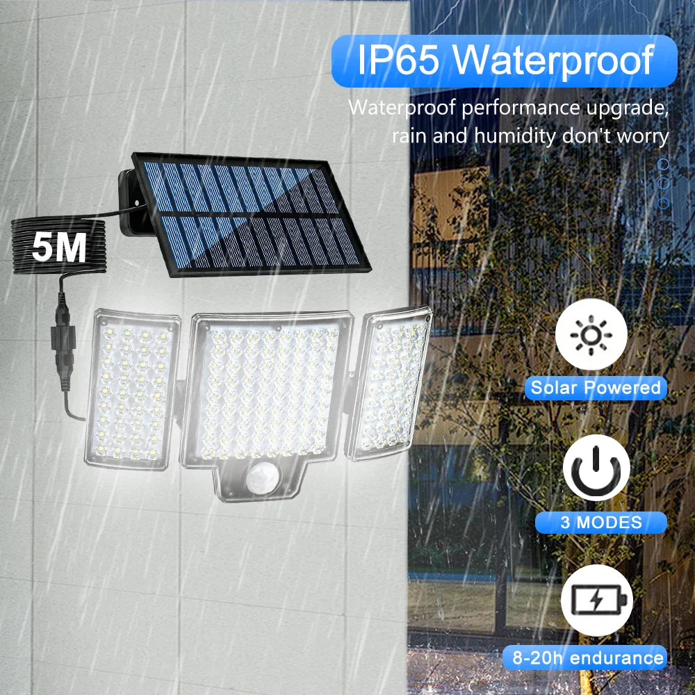 Afralia™ Solar Outdoor Security Lights 212LEDs Motion Sensor Remote Wall Lamp