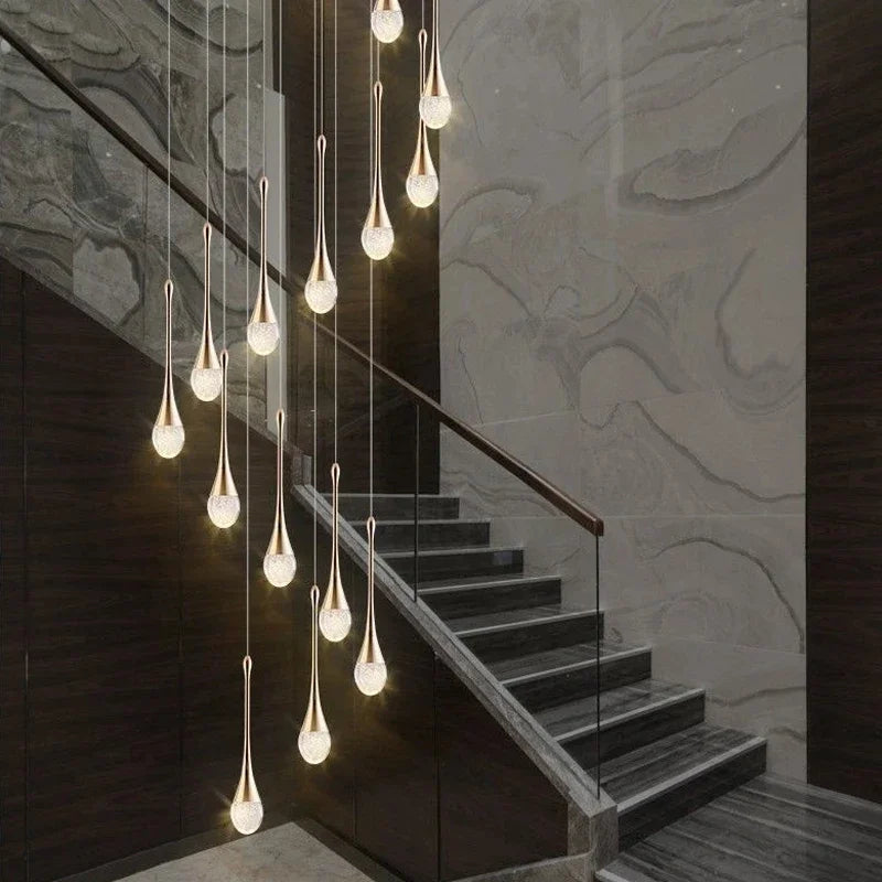 Afralia™ Crystal Bubble Chandelier for Duplex Living Room, Rotating Staircase, Villa Lobby