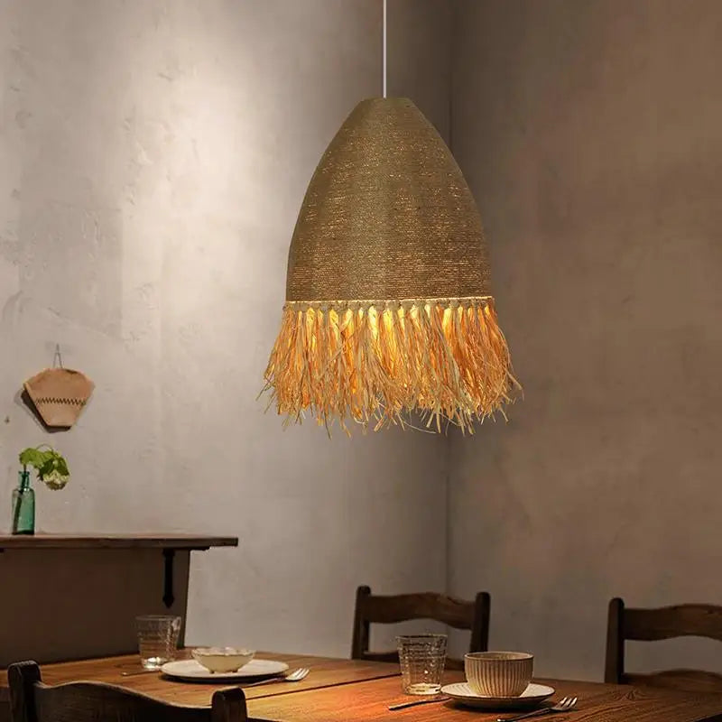 Afralia™ Handmade Rattan Pendant Light for Living Room, Bedroom - Japanese Style