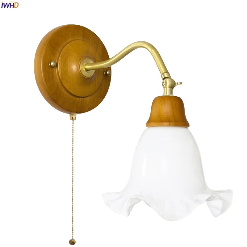 Afralia™ French Vintage Copper Glass LED Wall Sconce for Bedroom Living Room Mirror