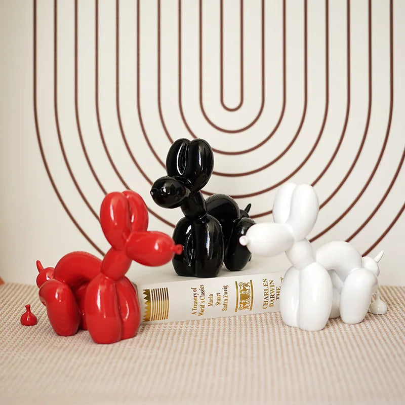 Afralia™ Balloon Dog Sculpture: Funny Puppy Resin Craft for Home Decor