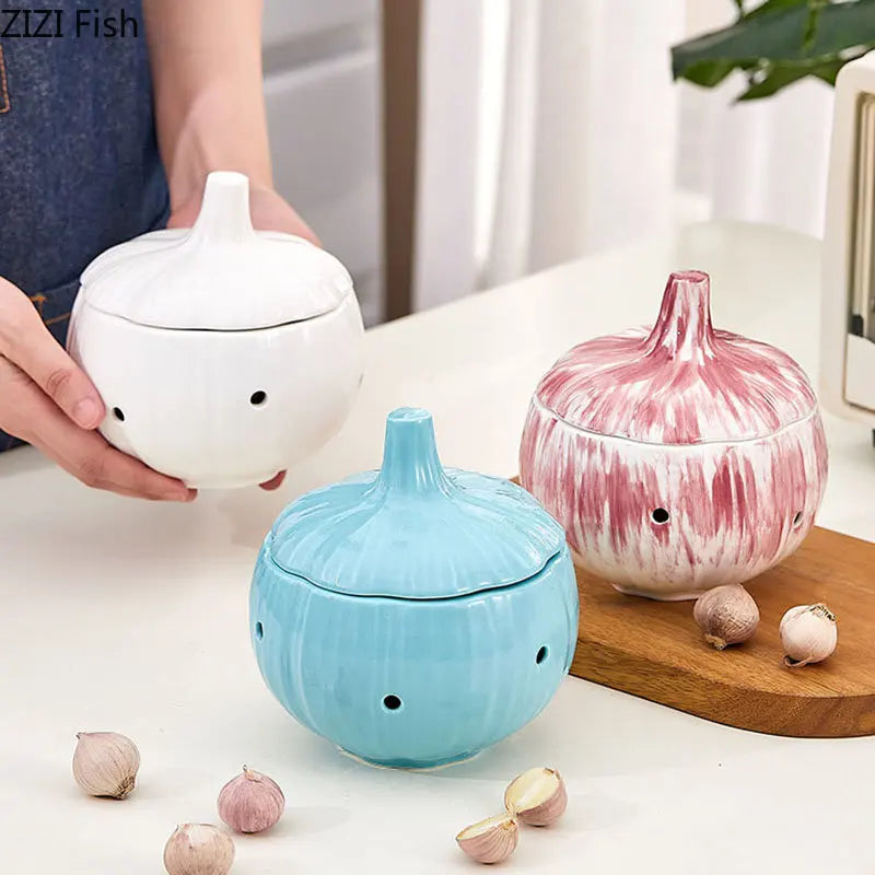 Afralia™ Ceramic Onion Shape Storage Jar with Lid for Cosmetics, Jewelry, and Candy