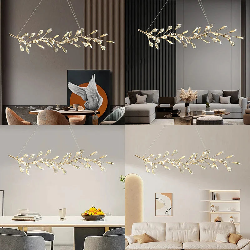 Afralia™ LED Crystal Pendant Ceiling Lamps for Dining Living Room Bedroom Bar Indoor Decor