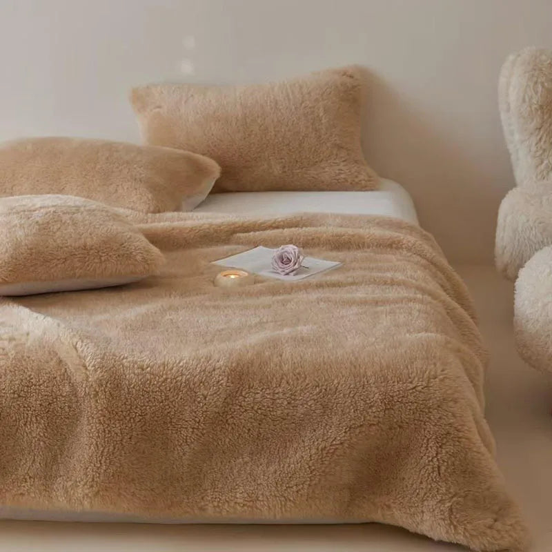 Afralia™ Plush Wool Winter Blanket: Ultra Soft & Warm Double-Layer Sofa Cover & Nap Shawl