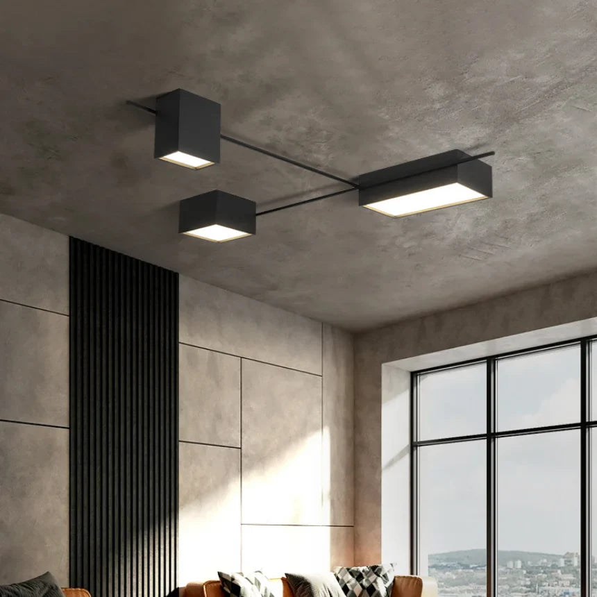 Afralia™ Black Nordic LED Ceiling Lights Chandeliers for Modern Living Room Decoration