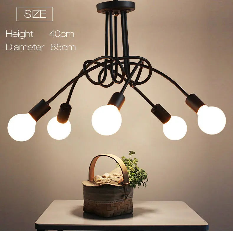 Afralia™ Wrought Iron LED Chandelier Living Room Light Fixture