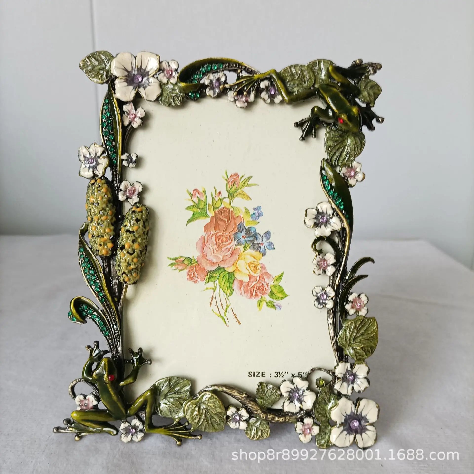 Afralia™ Frog Metal Photo Frame Tabletop Decoration