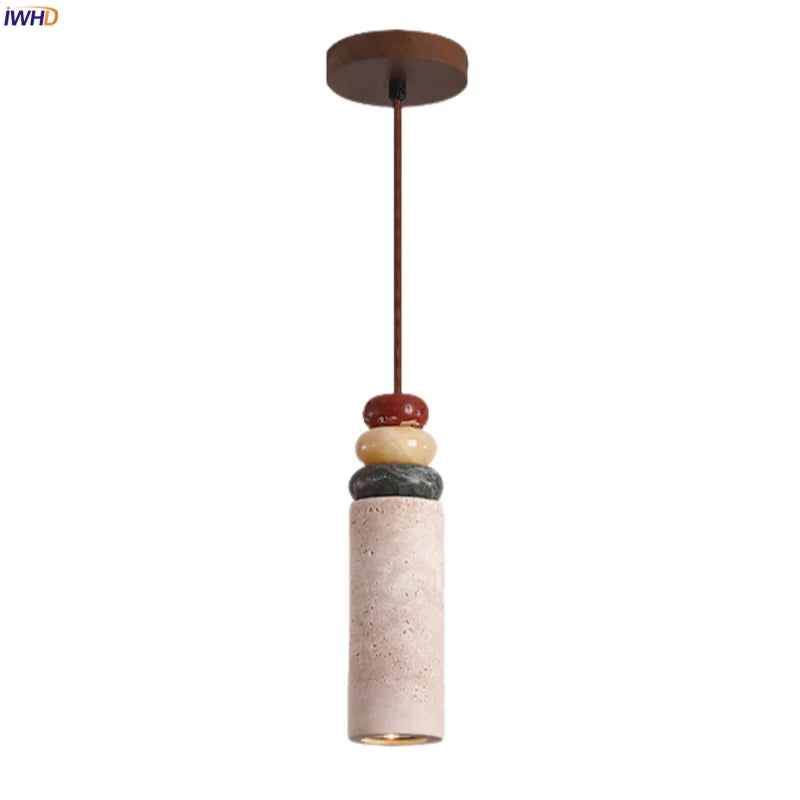 Afralia™ Stone Cylinder LED Pendant Lights for Dining Living Room Kitchen Cafe Loft Decor