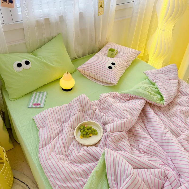 Afralia™ Summer Striped Blanket: Simple, Comfortable, and Breathable for Cool Home Bedspread.