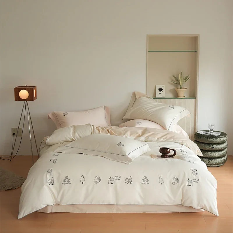 Afralia™ Brushed Volcanic Fleece Bedding Set: Luxe 100% Cotton Duvet Cover & Pillowcases