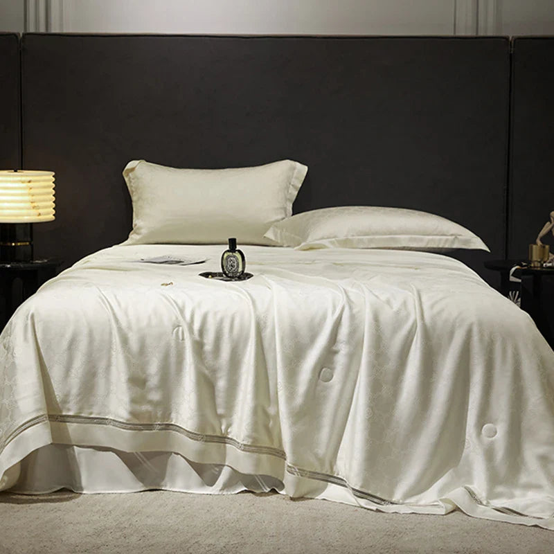 Afralia™ Silky Cool Jacquard Summer Quilt Bedding Set with Soft Lyocell Fiber, Sheet & Pillowcase