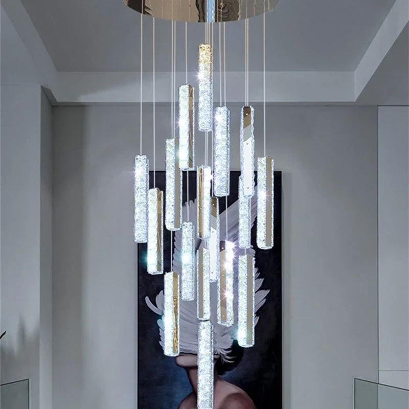Afralia™ Luxury LED Crystal Spiral Staircase Chandelier for Duplex Villa & Restaurant