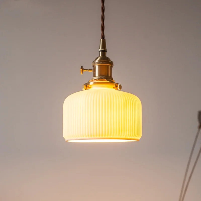 Afralia™ Ceramic LED Pendant Lights for Kitchen Living Room Cafe Bar - Vintage Hanging Lamp