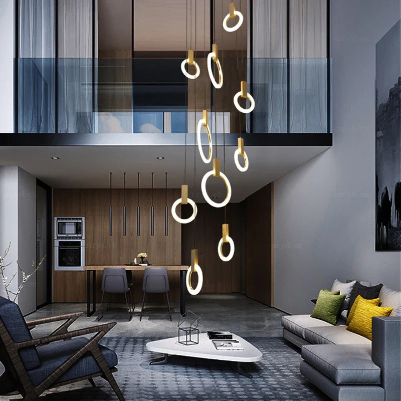 Afralia™ Modern Circle Chandelier: Large Living Room Art Deco Lighting for Hotel Lobby & Office