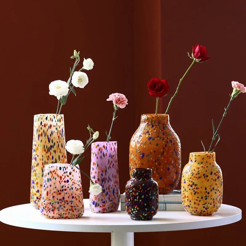 Afralia™ Glass Vase with Colorful Dots for Home Decor & Hydroponic Plants