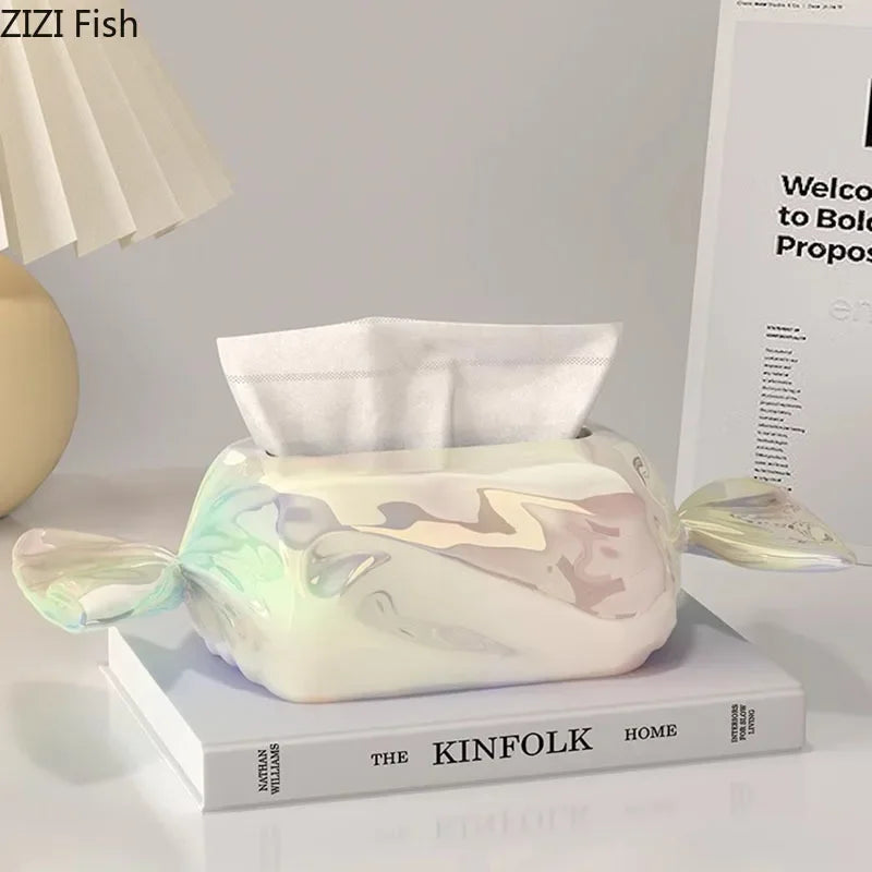 Afralia™ Colorful Candy Ceramic Tissue Box: Modern Home Decor & Coffee Table Holder