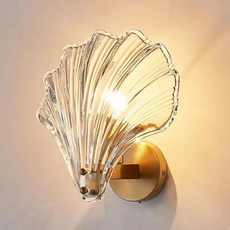 Afralia™ Shell Glass LED Wall Lamp for Home Decor and Bedroom Lighting