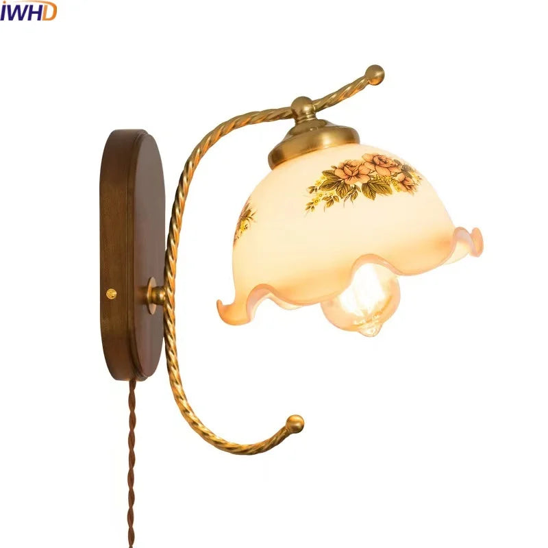 Afralia™ Iron Glass LED Wall Lights Modern Bedside Lamp 4w Bulb for Bathroom Bedroom Living Room