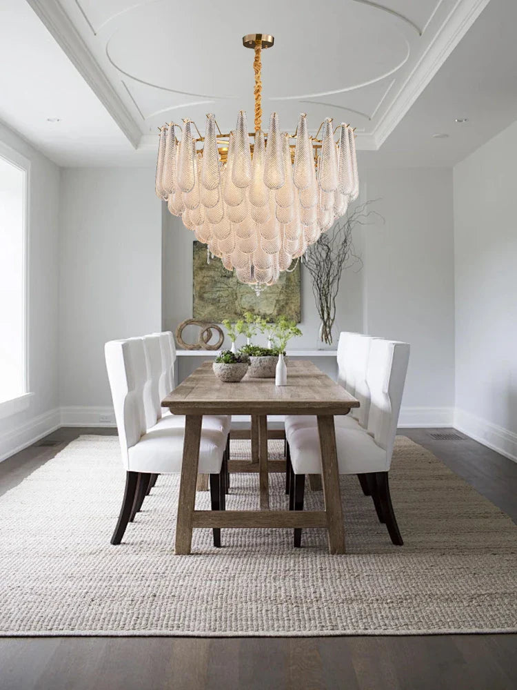 Afralia™ Elegant Glass Chandelier Lighting for Home Dining Room Decor