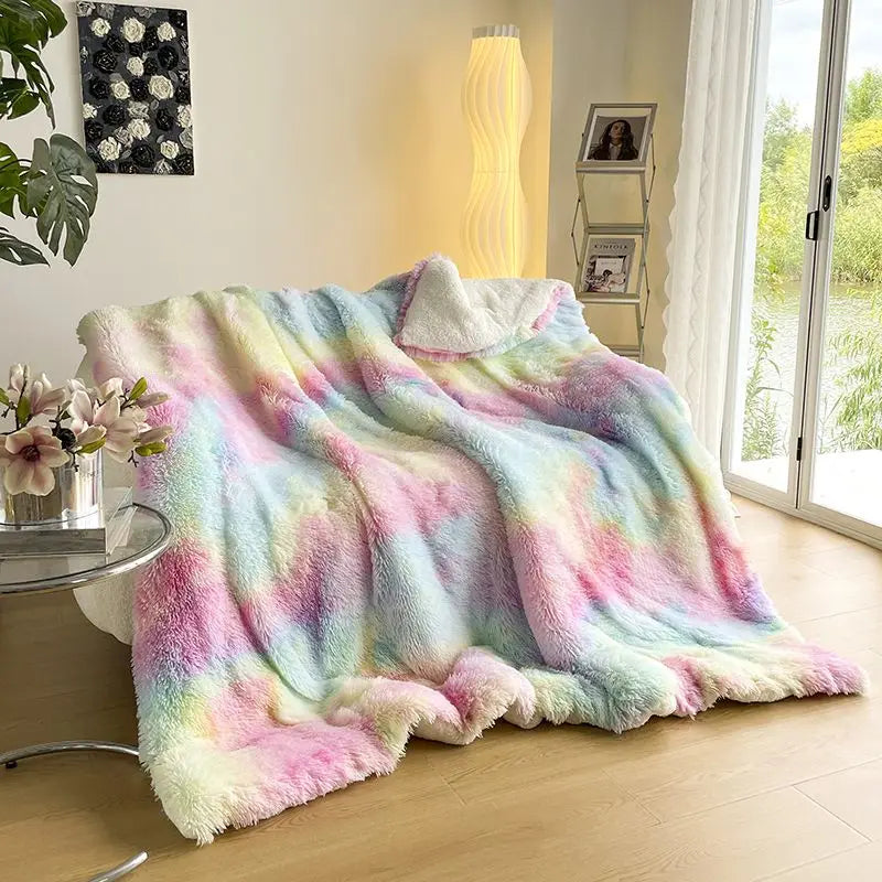 Afralia™ Shaggy Mink Berber Fleece Patchwork Blanket - Cozy Vintage Style for Winter Warmth