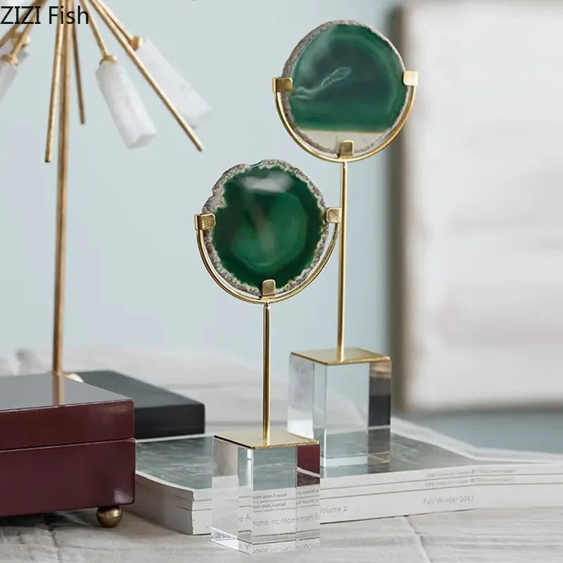 Afralia™ Crystal Base Ornaments: Agate/Fluorite Artwork, Modern Crafts Room Decor