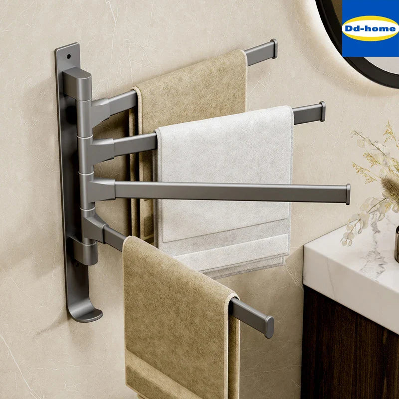 Afralia™ Wall-mounted Folding Towel Rack Organizer for Bathroom and Laundry