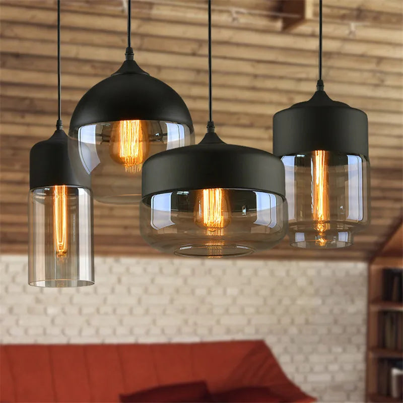 Afralia™ Glass Shade Pendant Light, Industrial Kitchen Restaurant Decor Lighting