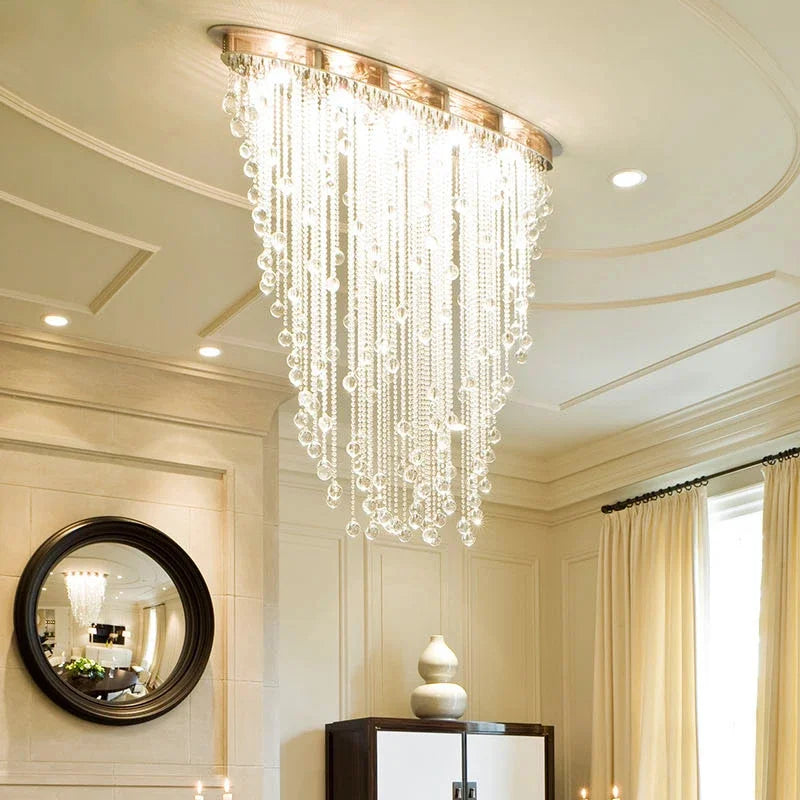 Afralia™ Modern Crystal Chandelier Oval Design LED Flush Mount Luxury Lighting