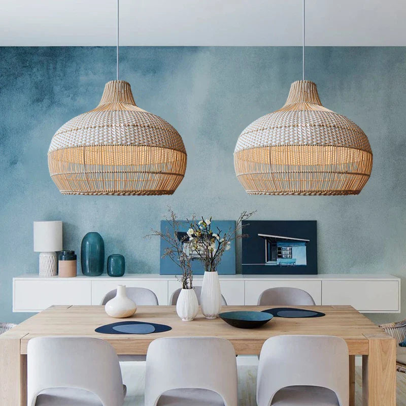 Afralia™ Rattan Chandelier: Handmade Nordic Retro Kitchen & Tea Room Pendant Lamp