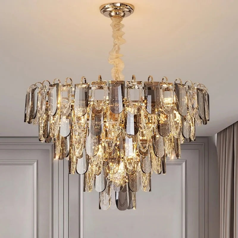 Afralia™ Modern Luxury Crystal Chandelier for Living, Dining & Master Bedroom