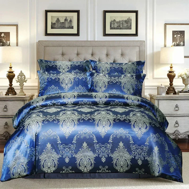 Afralia™ European Satin Jacquard Duvet Cover Set - Smooth & Luxurious Summer Bedding Kit