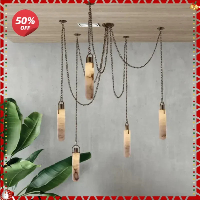 Afralia™ Gold Chrome LED Chandelier for Dining Room - 2025 Marble Design