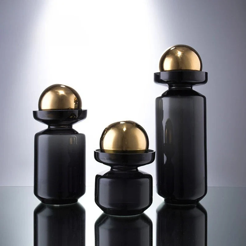 Afralia™ Spherical Glass Vase with Golden Ball for Stylish Flower Arrangements