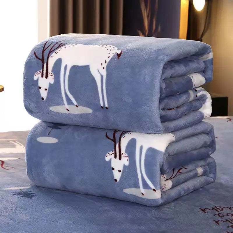 Afralia™ Forest Deer Sofa Blanket: Soft and Cozy Thicken Blanket for Office Nap and Children