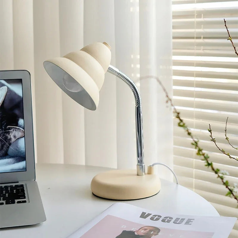 Afralia™ Creamy Style Screw Decoration Desk Lamp for Reading and Studying