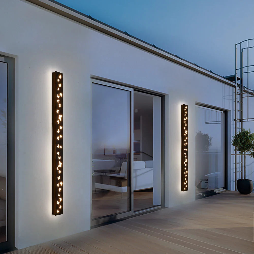 Afralia™ Butterfly Pattern LED Outdoor Wall Sconce Black, Garage Yard Decor Lighting