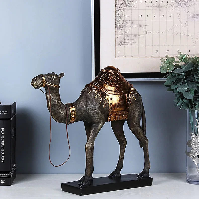 Afralia™ Camel Dromedary Indian Style Sculpture - Home Decor Figurine