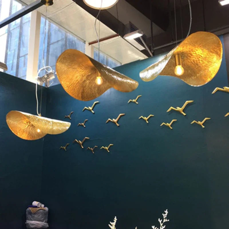 Afralia™ Leaf Light Copper Chandelier Pendant Lamp for Bedside Living Room Dining Bar