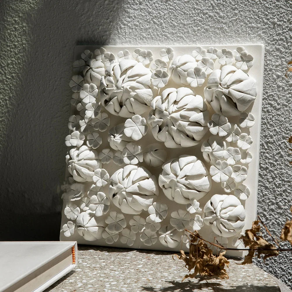 Afralia™ Porcelain Panel Painting: Embossed Bud Wall Decoration Craft with Handmade Detail and Elegant Design