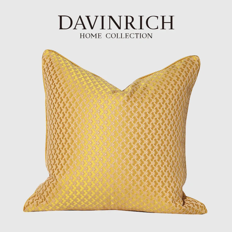 Afralia™ Retro Geometry Square Cushion Cover 45x45 Royal Yellow Post Modern