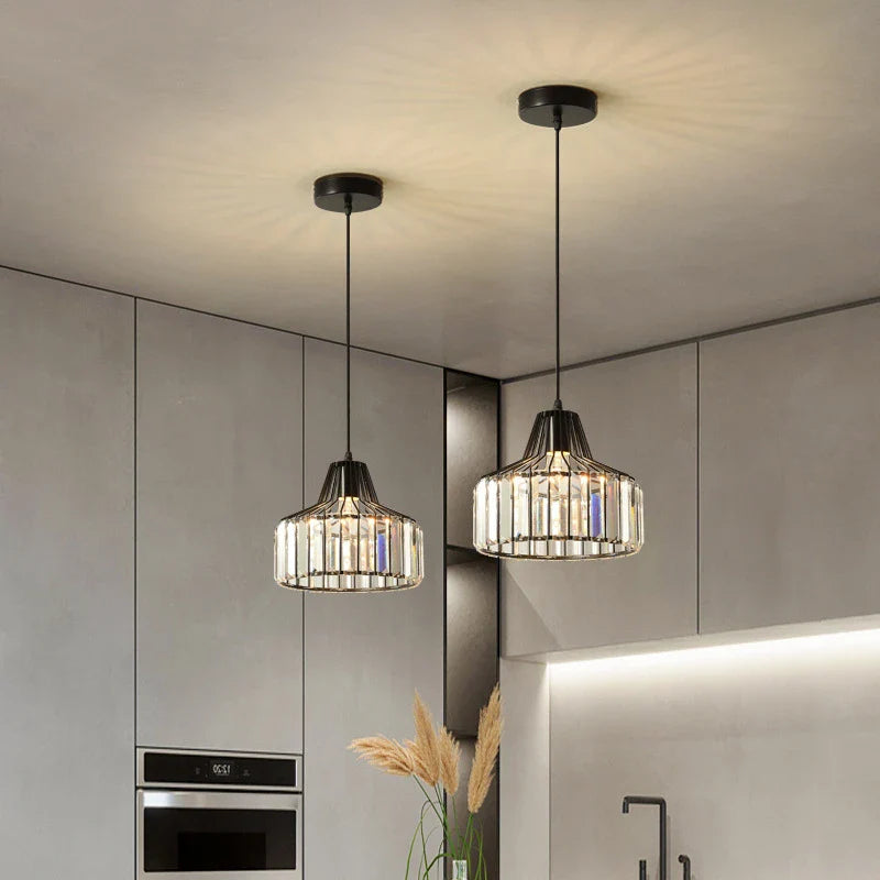 Afralia™ Black LED Pendant Chandelier for Kitchen Dining Room, Modern Nordic Design