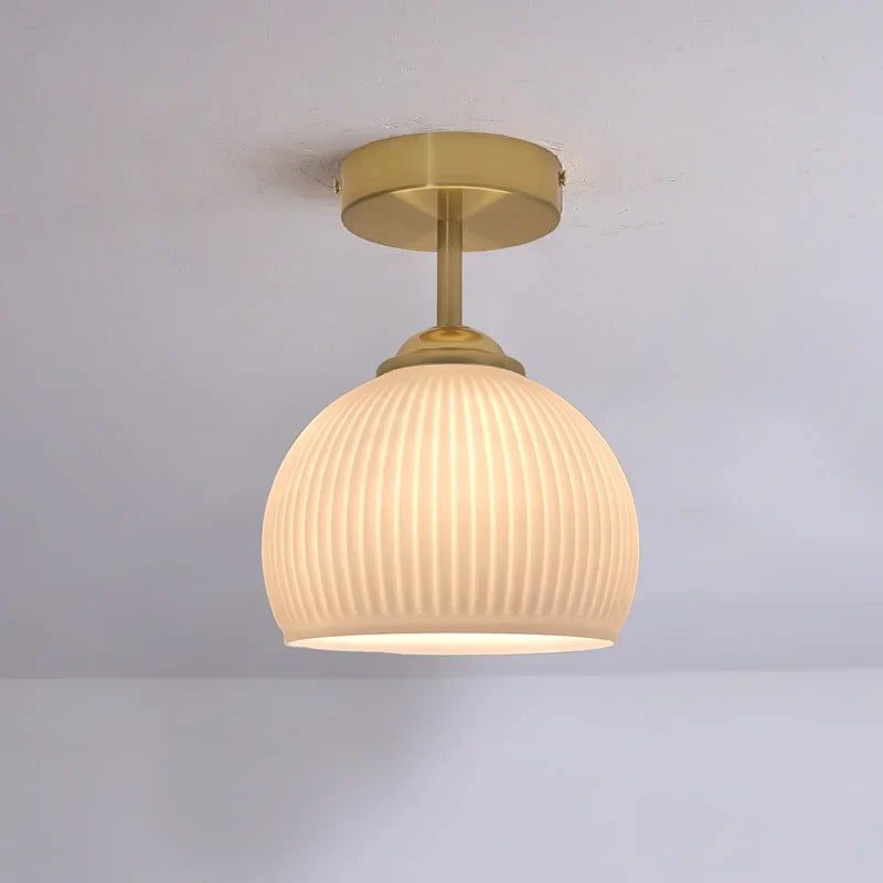 Afralia™ Copper Glass LED Ceiling Light for Indoor Balcony Kitchen Porch Decor