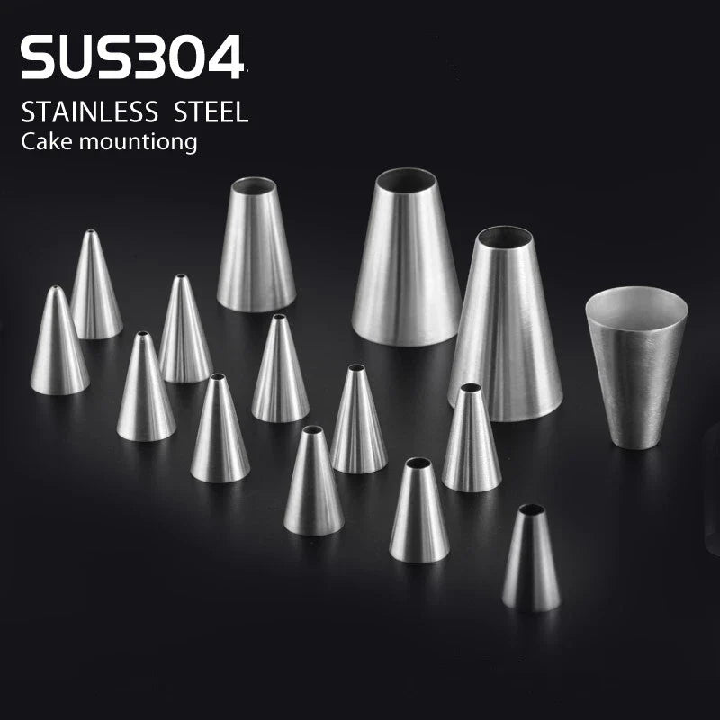 Afralia™ Stainless Steel Round Hole Piping Nozzles Cake Decorating Tool